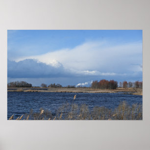 Póster Poster de paisaje de agua nubosa