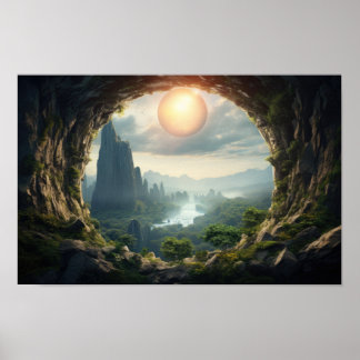 Póster Poster de paisajes de Cave Sunrise Mystical