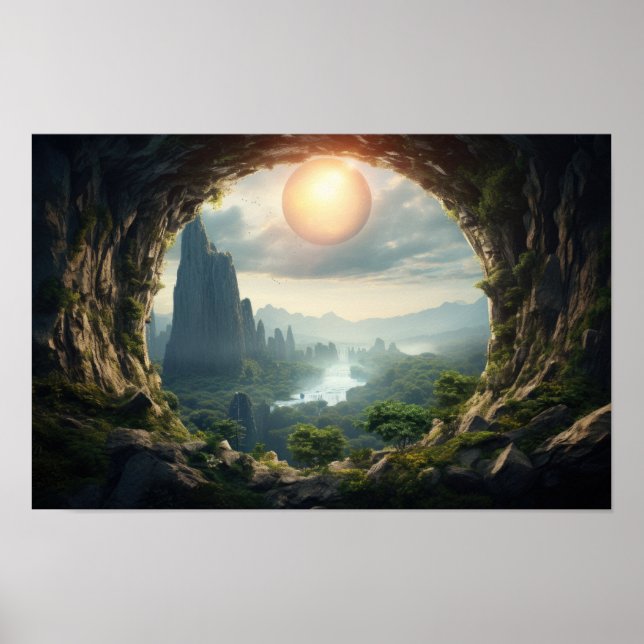 Póster Poster de paisajes de Cave Sunrise Mystical (Frente)