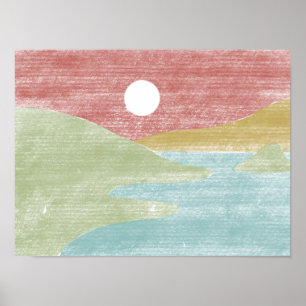 Póster Poster de paisajes dibujado a mano