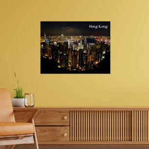 Póster Poster de paisajes nocturnos de Hong Kong
