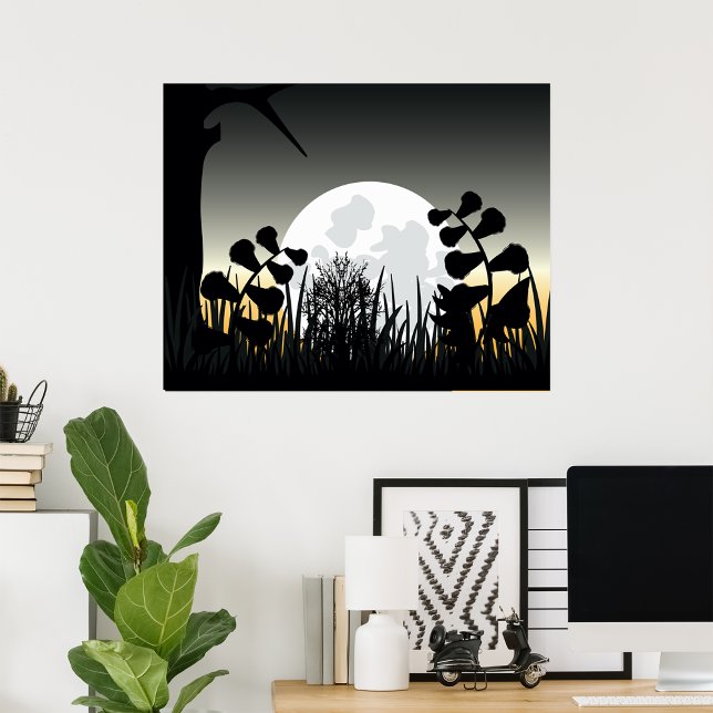 Póster Poster de paisajes nocturnos de la luna llena (Subido por el creador)