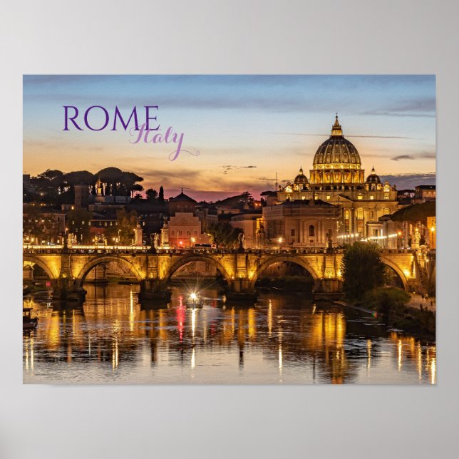 Póster Poster de paisajes panorámicos de Roma Italia (Frente)