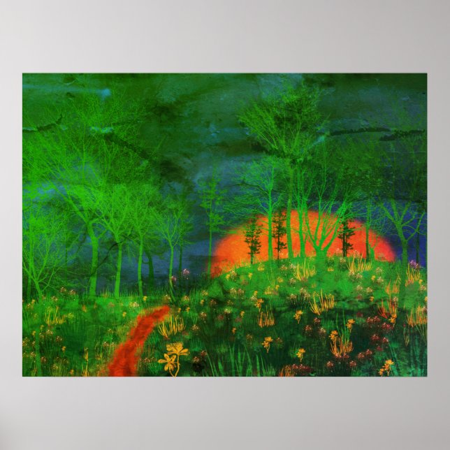 Póster poster de paisajes pintados en retro de los años 7 (Frente)