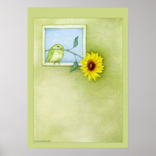 Póster Poster de pájaro girasol