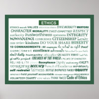 "Poster de palabras de ética"