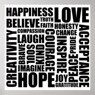 Póster Poster de palabras positivas