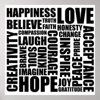 Póster Poster de palabras positivas