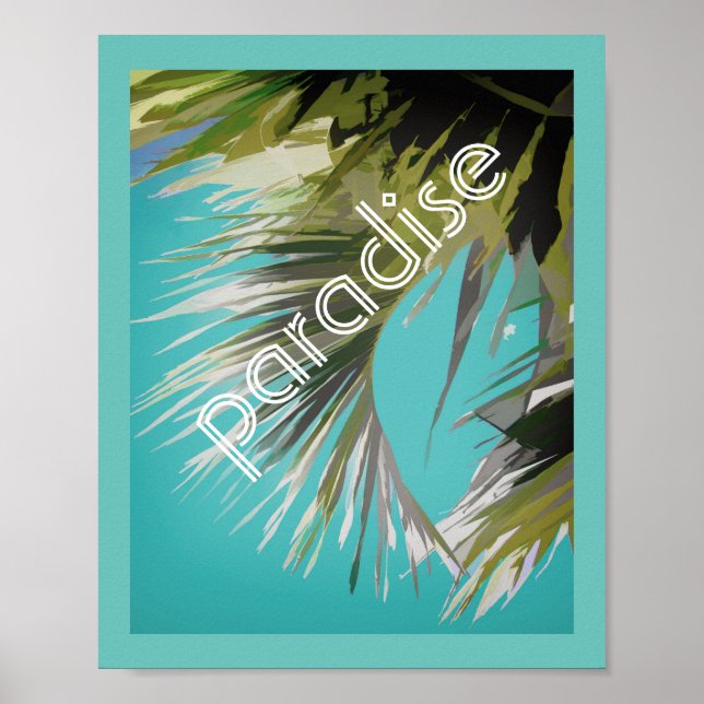 Póster poster de palma tropical con texto (Frente)