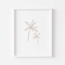 Poster de palmeras minimalistas del boho acuarela