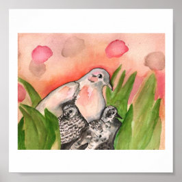 Póster Poster de palomas de nidificación