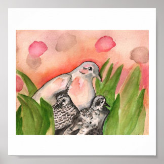 Póster Poster de palomas de nidificación