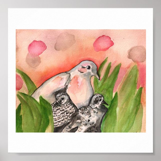 Póster Poster de palomas de nidificación (Frente)