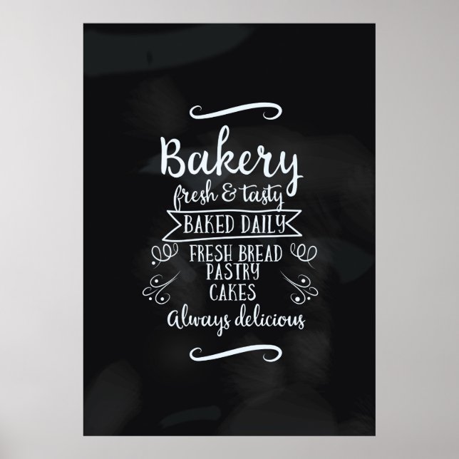 Póster Poster de Panadería Chalkboard de estilo vintage (Frente)