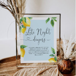 Póster Poster de pañales de limón azul Tarde noche