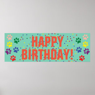 Póster Poster de pancartas de fiesta Dog Happy Birthday