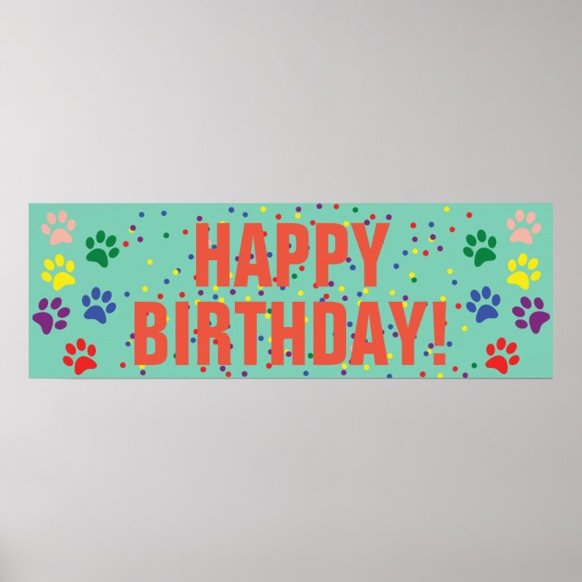 Póster Poster de pancartas de fiesta Dog Happy Birthday (Frente)