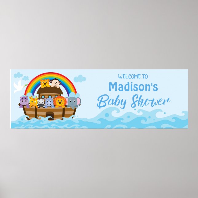Póster Poster de pancartas del Fiesta Arca de Baby Shower (Frente)