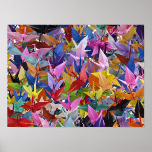 Póster Poster de papel de 1.000 grúas de Origami