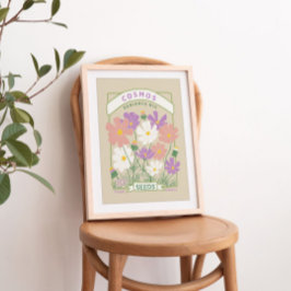 Póster Poster de paquetes de semilla de flores Cosmos