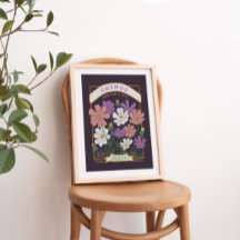 Poster de paquetes de semillas de flores de cosmos