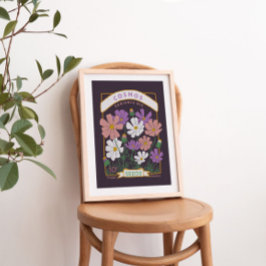 Póster Poster de paquetes de semillas de flores de cosmos
