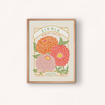 Poster de paquetes de semillas de Zinnia