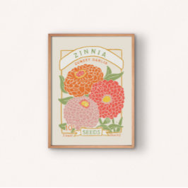 Póster Poster de paquetes de semillas de Zinnia