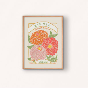 Póster Poster de paquetes de semillas de Zinnia