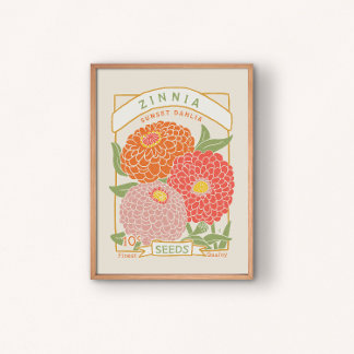 Póster Poster de paquetes de semillas de Zinnia