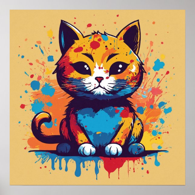 Póster Poster de pared acuarela de Kitten (Frente)