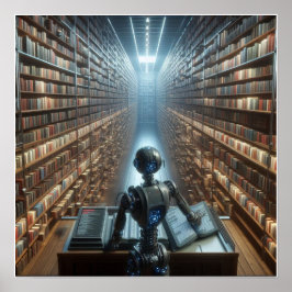 Póster Poster de pared bibliotecaria personalizado Robot