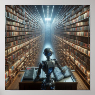 Póster Poster de pared bibliotecaria personalizado Robot