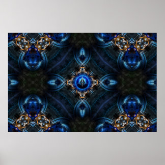 Póster Poster de pared de archivos azul dorado x75