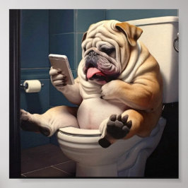 Póster Poster de pared de baño de bulldog