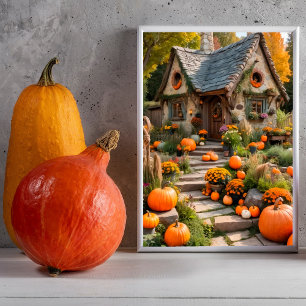 Póster Poster de pared de calabaza de otoño de Halloween