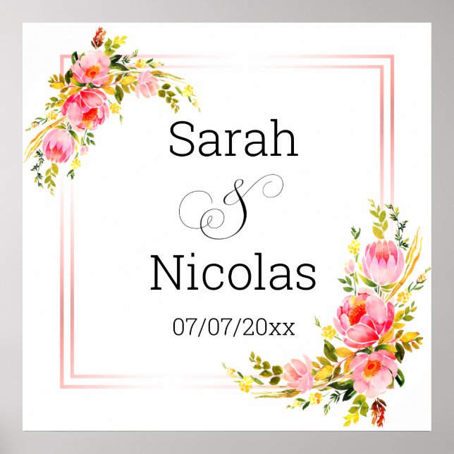 Póster Poster de pared de ducha de boda personalizado (Frente)