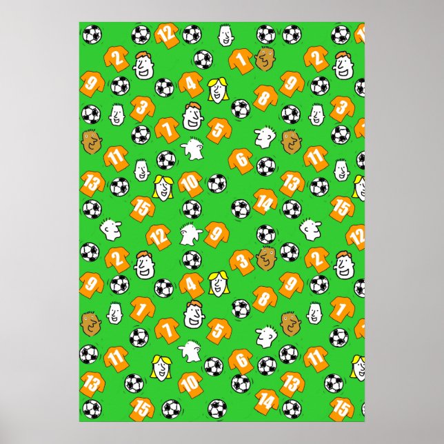 Póster Poster de Pared de Fútbol con Camisetas Naranjas d (Frente)