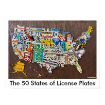 Poster de pared de Mapa de placa de licencia
