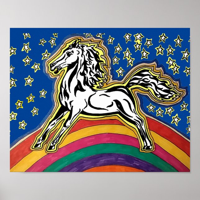 Póster Poster de pared de Stallion del arco iris (Frente)
