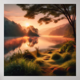 Póster Poster de pared del borde del río paisajista