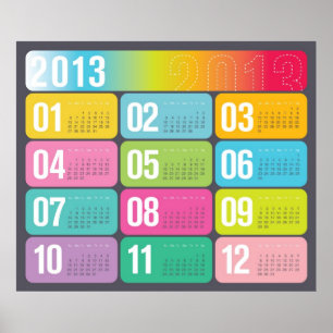 Póster poster de pared del Calendario Anual 2013