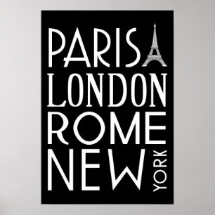 Póster Poster de París, Londres, Roma y Nueva York