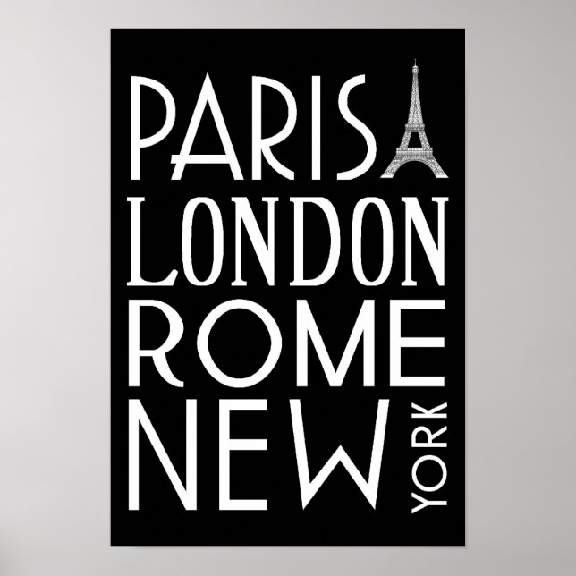 Póster Poster de París, Londres, Roma y Nueva York (Frente)