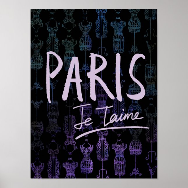 Póster Poster de París (negro) (Frente)