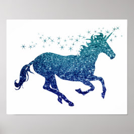Póster Poster de parkle azul unicornio