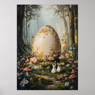 Póster Poster de Pascua de Fantasía de Conejo Cutáneo