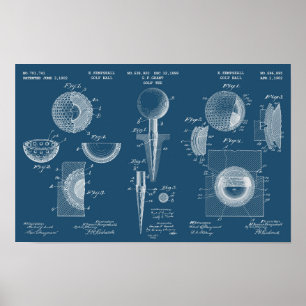 Póster Poster de patente de golf de época 1 cianografo