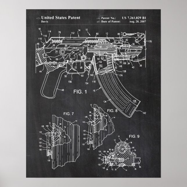 Póster Poster de patentes de bloqueo de tornillos Ak-47 (Frente)