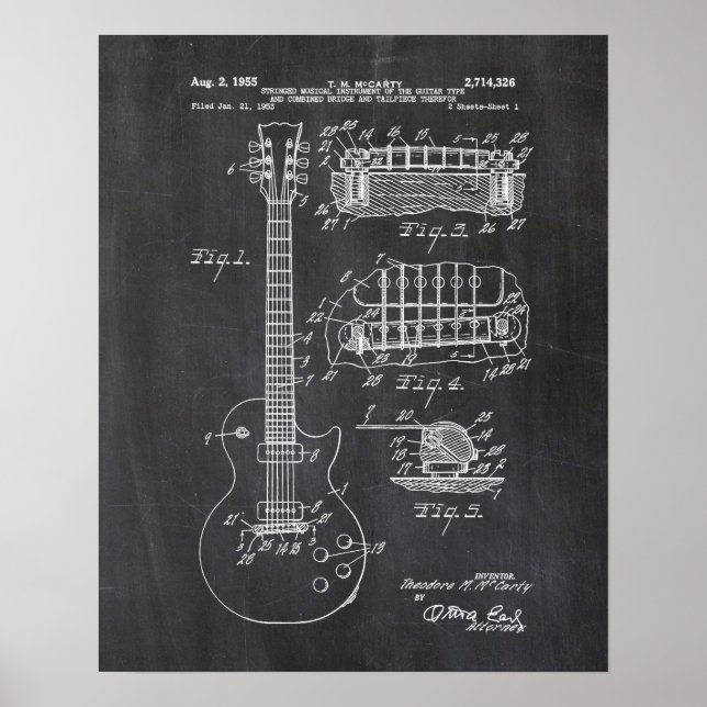Póster Poster de patentes de guitarra (Frente)